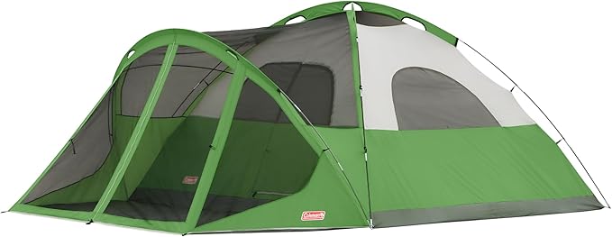 Coleman Evanston Tent with Screen Room 6/8 Person Weatherproof Tent Sets Up in 15 Mins Included Rainfly & Carry Bag Made of PFAS-Free Materials