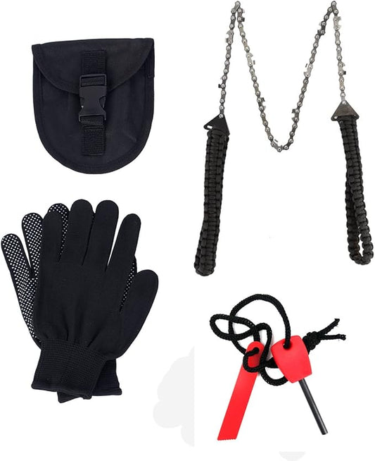Pocket Chainsaw With Paracord Handle Survival Chain Saw Magnesium Fire Starter 20.5/32.6 Inches Garden Handle Hand Saw with Sharp Teeth Emergency Outdoor Tool Gear for Camping Tree Cutting