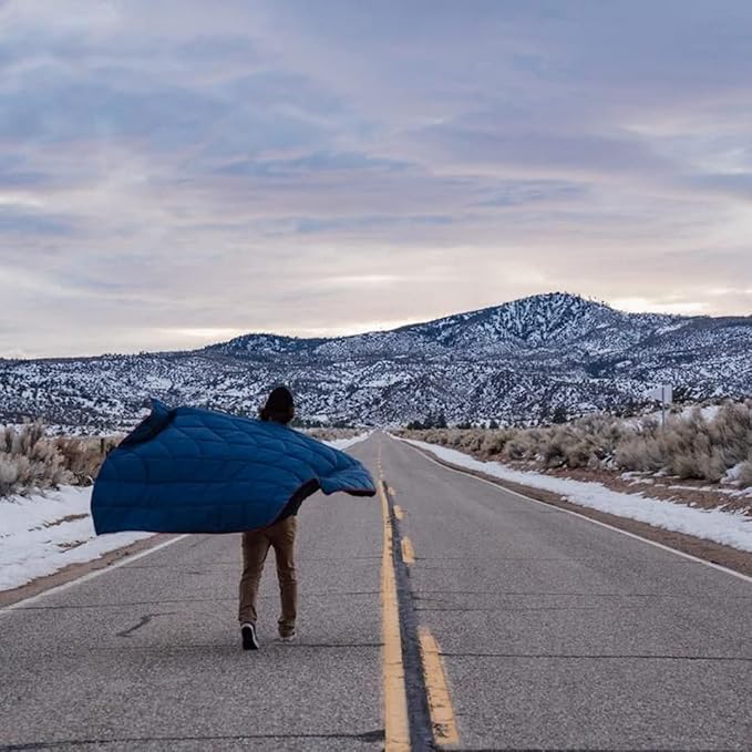 Rumpl The NanoLoft Puffy Blanket | Indoor Outdoor Camping Blanket for Traveling, Picnics, Beach Trips, Concerts |52" x 75" | Deepwater, 1-Person