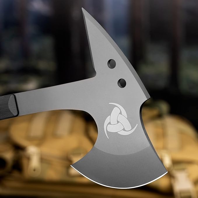 NedFoss Eagle 13" Full Tang Tactical Tomahawk with Spike, G10 Handle and Titanium Coated Blade, Survival Tomahawk Axe with Leather Sheath, Viking Tomahawk for Camping Survival