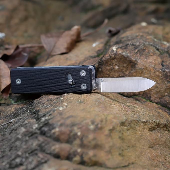 ROXON KS2 Elite D2 Blade 13 in 1 Mini Multi Tool function pocket knife with big scissor, G10 handle and Pocket clip, good for Camping/Backpacking/Emergencies/EDC Multitool (D2 Steel Blade)