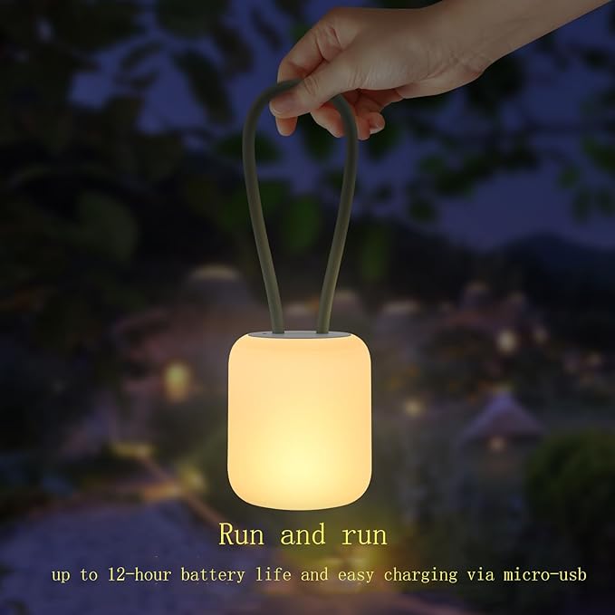 Himmel Camping Lamp,Portable Outdoor Lamp for Hanging,Standing and Mounting,Warm or White Lighting Camping Lamp,Rechargeable Hang Lampe Outdoor,Table lamp for Living Room and Bedroom (Gray)