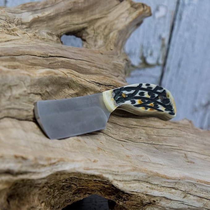 WHISKEY BENT HAT CO. Bullcutter 5 Fixed Blade 440C Stainless Steel 6.5" Blade w/Leather Sheath (Burnt Bone)