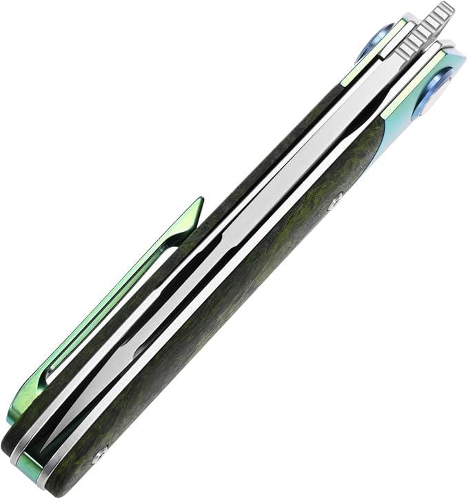 Sitivien ST992 Folding Pocket Knife,Handmade M390 Pearlescent Brushed Steel Blade,Titanium Carbon Fiber Handle EDC Tool Knife for Outdoor Camping,Hiking,Survival,Hunting(Green) … … …
