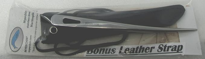 🐋 Myerchin Knives Professional ⛵ Quality Solid Stainless Steel Marlin Spike A009 & Leather Sheath & Leather Lanyard Strap