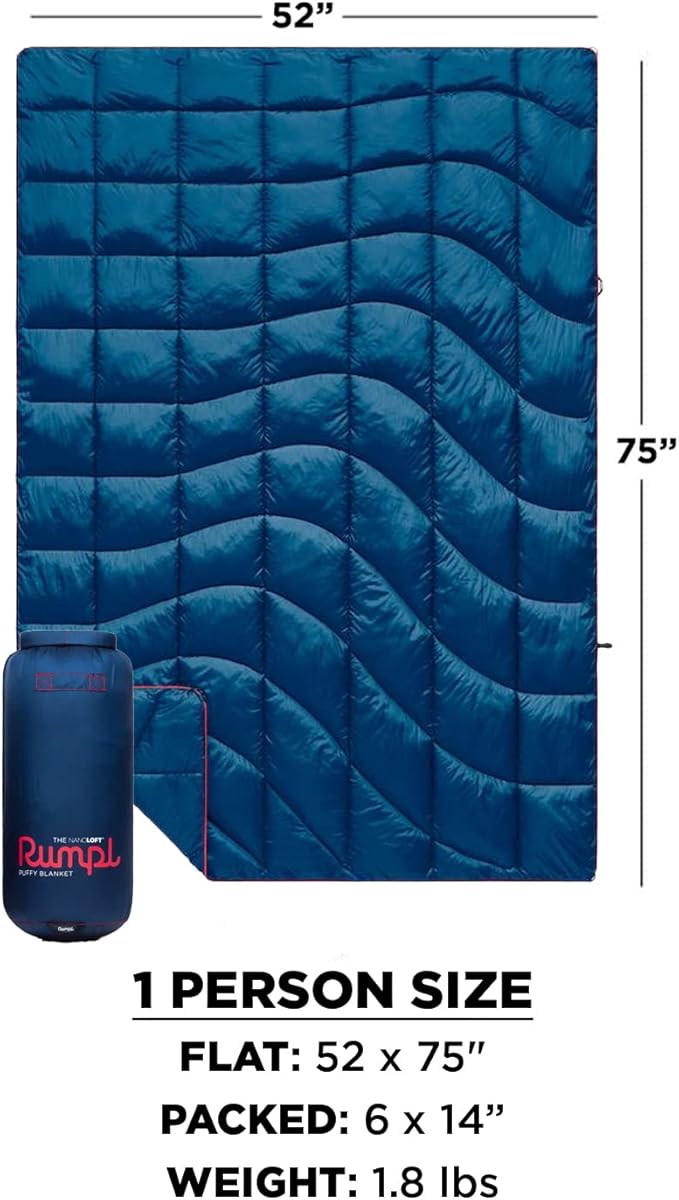 Rumpl The NanoLoft Puffy Blanket | Indoor Outdoor Camping Blanket for Traveling, Picnics, Beach Trips, Concerts | 52" x 75" | Cosmic Soul, 1-Person