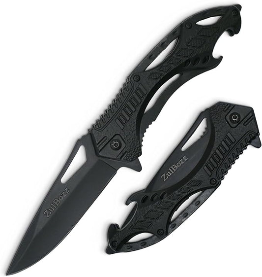 Pocket Knife - EDC, Tactical Knife with Clip, Folding Knife for Camping Hiking, Spring Assisted Knife, Survival Knife for Emergency Rescue Situations, Home Improvements, Gifts for Men - Black