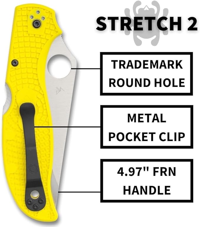 Spyderco Knives Stretch 2 XL Salt Lightweight Yellow C258SYL Serrated H2 Stainless Pocket Knife