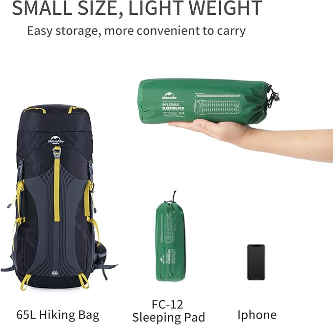 Naturehike Camping Sleeping Pad, Ultralight Inflatable Sleeping Mat with Pillow Built-in Pump, 2.6 Inch Lightweight Air Mattress for Backpacking, Hiking, Traveling, Green