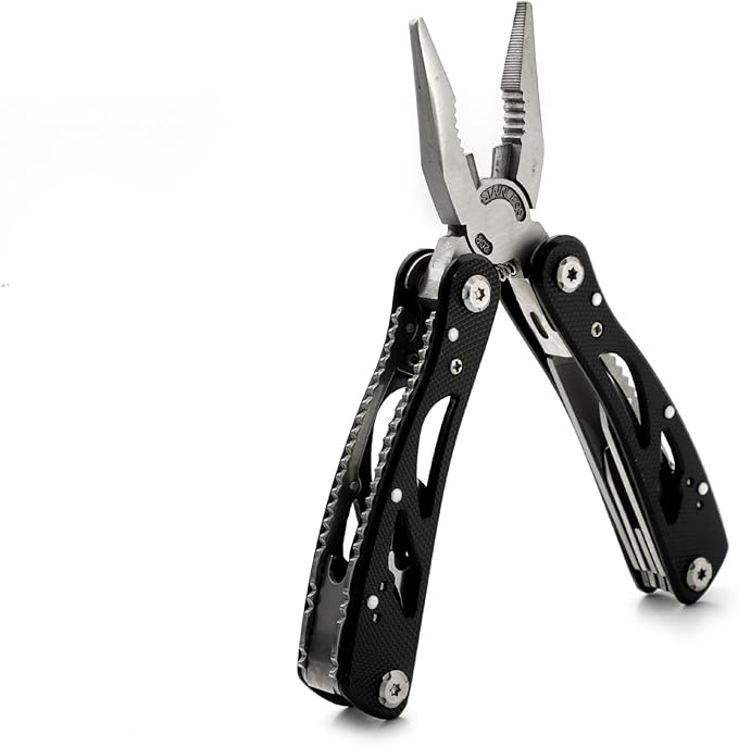All In One Tool Multitool Needle Nose Plier, Stripper,Bottle Opener,Can Lifter,Cross Screwdriver,Knife,Saw Blade,File, Slotted Screwdrive For Outdoor, Survival, Camping, Hunting and Hiking