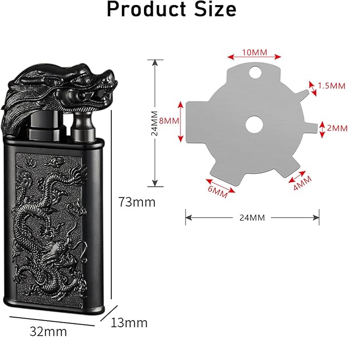 Torch Lighter, Relief Wolf Design Magic Dual Flame Lighter with Adjusting Flame Tool, Creative Windproof Lighter, Cool Jet Flame Butane Lighter, Refillable Butane Lighter for Outdoor Indoor-Gold Wolf