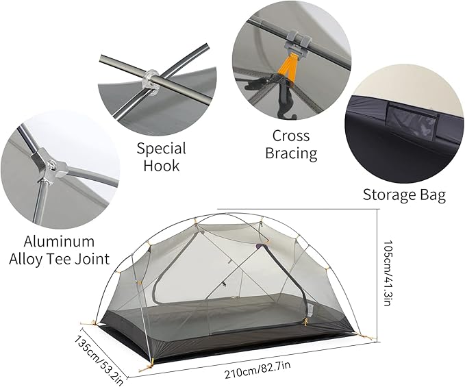 Naturehike Camping Tent, 2/3 Person Double Layer, Instant Easy Setup, Waterproof PU2000mm, 54 MPH Wind Resistance, UPF 50+, Outdoor Tent for Camping, Festivals, Backyard, Sleepovers
