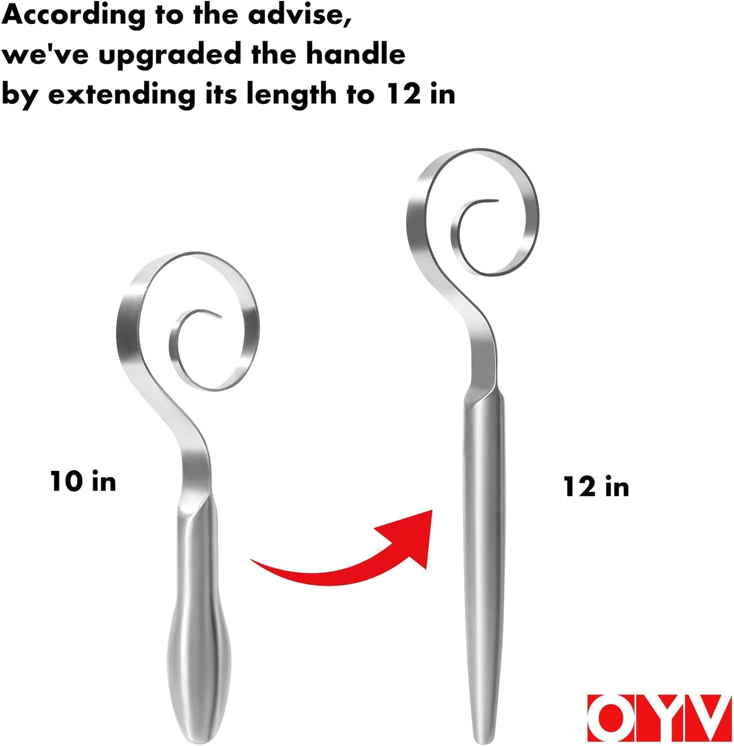 12" Seamless Dough Whisk, 18/10 Stainless Steel Bread Whisk, Danish Whisk for Sourdough, Pizza, Cookies, Pancake & Waffle, Easy to Clean Sour Dough Tools