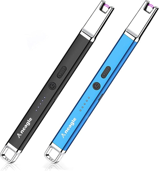 Lighter Electric Candle Lighter 2 Packs Upgraded Rechargeable Candle Lighter with LED Flashlight Windproof Flameless and Hanging Hook LED Battery Display Arc Lighter for Candle Grill Camping
