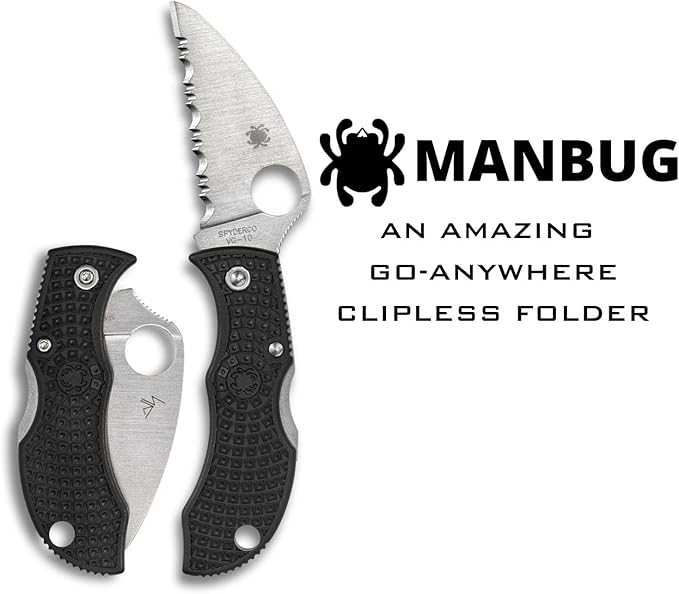 Spyderco Manbug Wharncliffe Lightweight Knife with VG-10 Stainless Steel Blade and FRN Handle - SpyderEgde - MBKWS