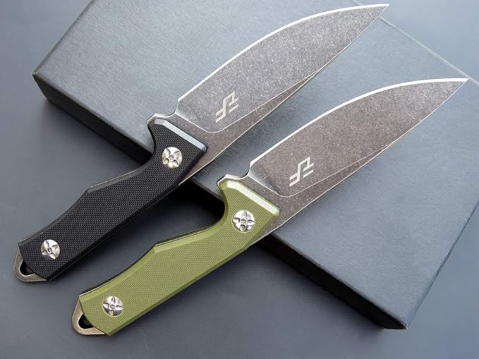 Eafengrow EF107 Fixed Blade Knife D2 Steel Blade Knife with Kydex Sheath G10 Handle Compact Outdoor Field Utility Knife (Black)