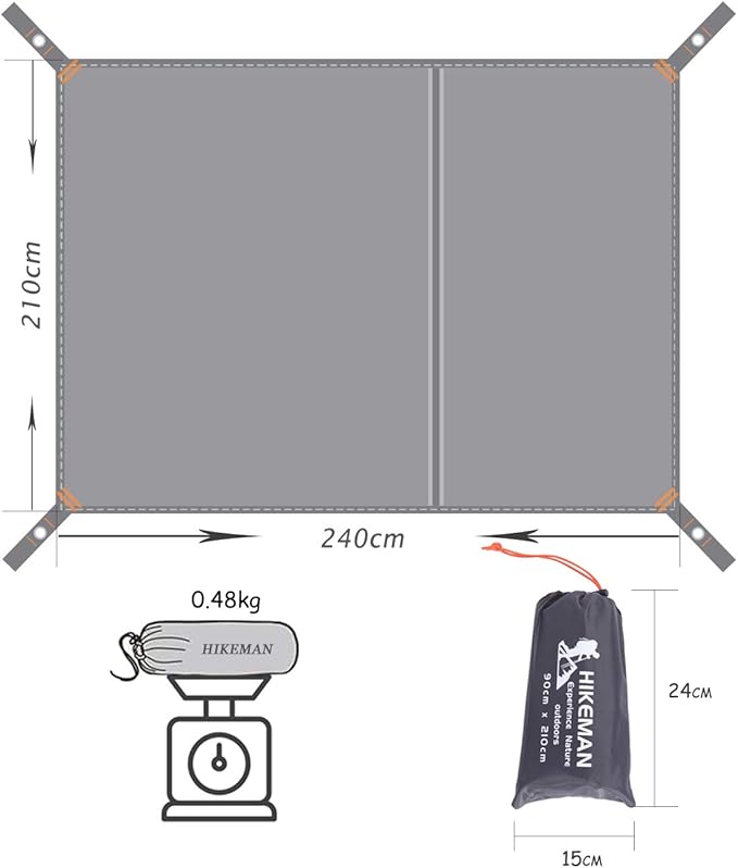 HIKEMAN Waterproof Camping Tarp Portable Tent Footprint with Drawstring Bag Ground Cloth for Outdoor Hiking Picnic (XXL-95”x83”)