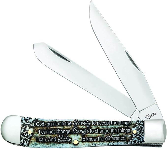 Case WR XX Pocket Knife Serenity Prayer Trapper Natural Bone Color Wash Item #38822 - (6254 SS) - Length Closed: 4 1/8 Inches