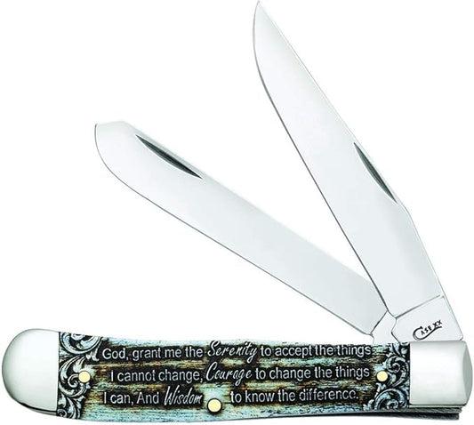 Case WR XX Pocket Knife Serenity Prayer Trapper Natural Bone Color Wash Item #38822 - (6254 SS) - Length Closed: 4 1/8 Inches