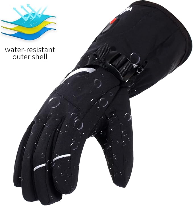 Heated Gloves for Men Women 7.4V 3003mAh Battery Thick Rechargeable Heated Ski Gloves Touchscreen Waterproof Electric Hand Warmers for Winter Skiing Hiking Camping