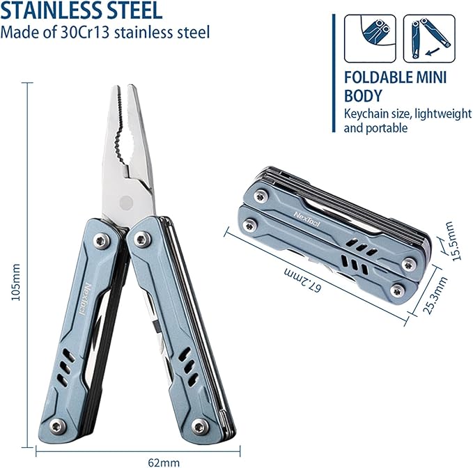 NexTool Keychain Multitool, Mini Multi Pliers with Pocket Knife, Screwdriver and Bottle&Can Opener, Pocket Tool, Father's Day Gifts from Daughter（Mini Sailor)