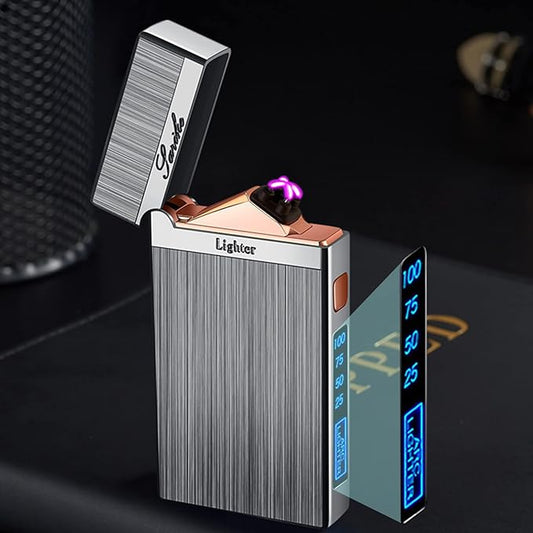 Electric Lighters Rechargeable USB Lighter, Plasma Dual Arc Lighter, Windproof Flameless Cool Lighters for Candles, Incense Stick, Outdoor Camping (Silver)