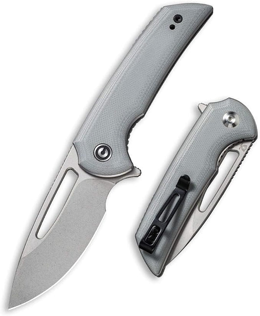 CIVIVI Odium Small Folding Knife –2.65" Stonewashed D2 blade, G10 Handle, Ball Bearings Pivot, Flipper Opening Knife with Reversible Deep Carry Clip C2010A (Gray)