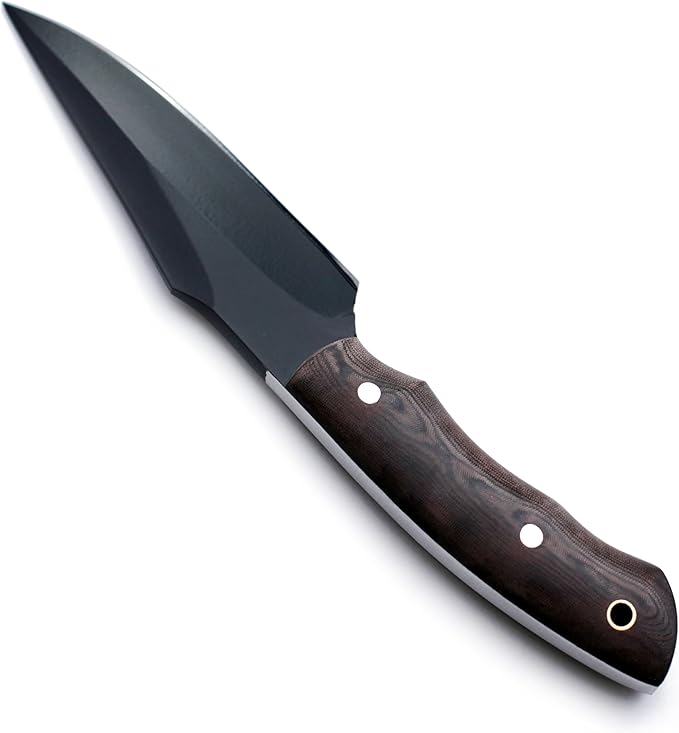 GCS Custom Handmade BROWN MICARTA Handle D2 Tool Steel Skinner Bushcraft Hunting Knife & Horizontal Leather Sheath GCS160