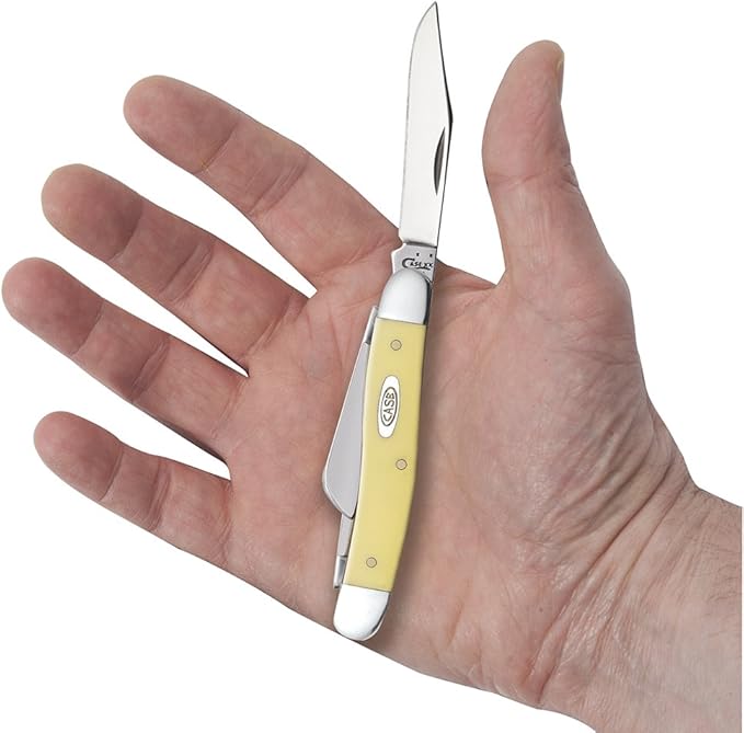 Case XX WR Pocket Knife Madium Stockman With Synthetic Handle, Carbon Steel CV Blades, Length Closed: 3 5/8 Inches (Yellow Synthetic)