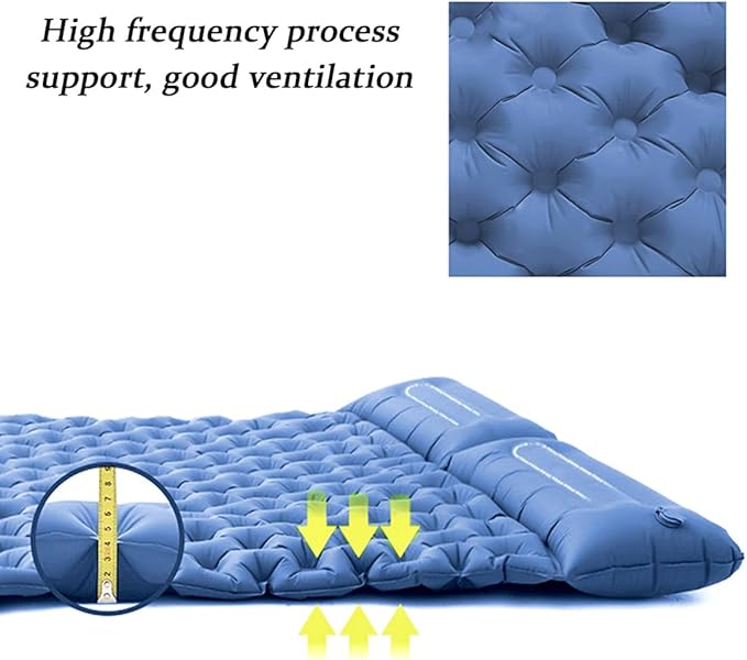 Double Sleeping Pad for Camping, Extra Thickness Inflatable Sleeping Mat with Pillow Built-in Pump, Inflatable & Compact Camping Hiking Traveling