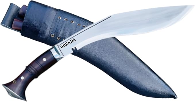 Hand-Hammered 12" Fixed Blade World War II Historical Kukri Knife Panawal Overall 18" full Tang Khukuri With Leather Sheath & 2 Small Knives - Hand Forged In Nepal