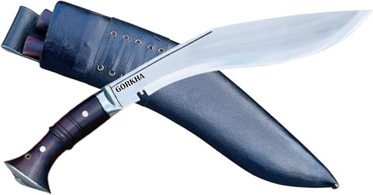 Hand-Hammered 12" Fixed Blade World War II Historical Kukri Knife Panawal Overall 18" full Tang Khukuri With Leather Sheath & 2 Small Knives - Hand Forged In Nepal