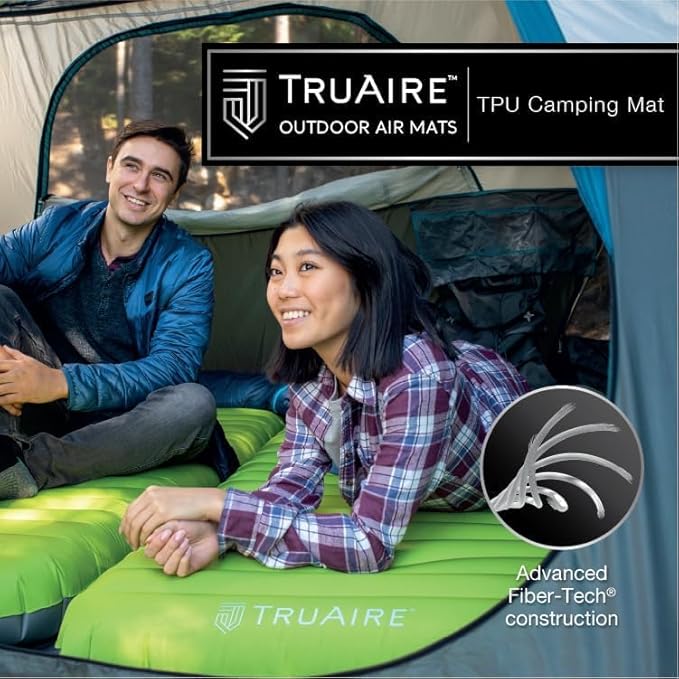 Intex 64097EP TruAire Luxury Camping Mat: Inflatable Sleeping Pad – Durable Outdoor Use – Puncture-Resistant – Includes QuickFill Air Pump – 300lb Weight Capacity