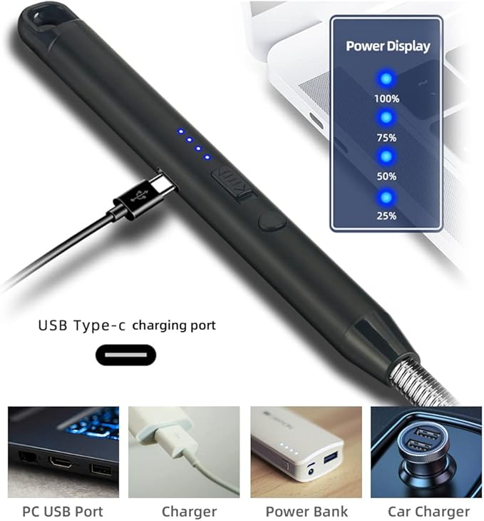 3 Pack Candle Lighter,Arc Lighter with USB Charging,Flameless Windproof,LED Battery Display,Safety Switch,Rotate 360 Degrees,for Aromatherapy,Candles,BBQ,Camping.(Pink&Grey&Blue)