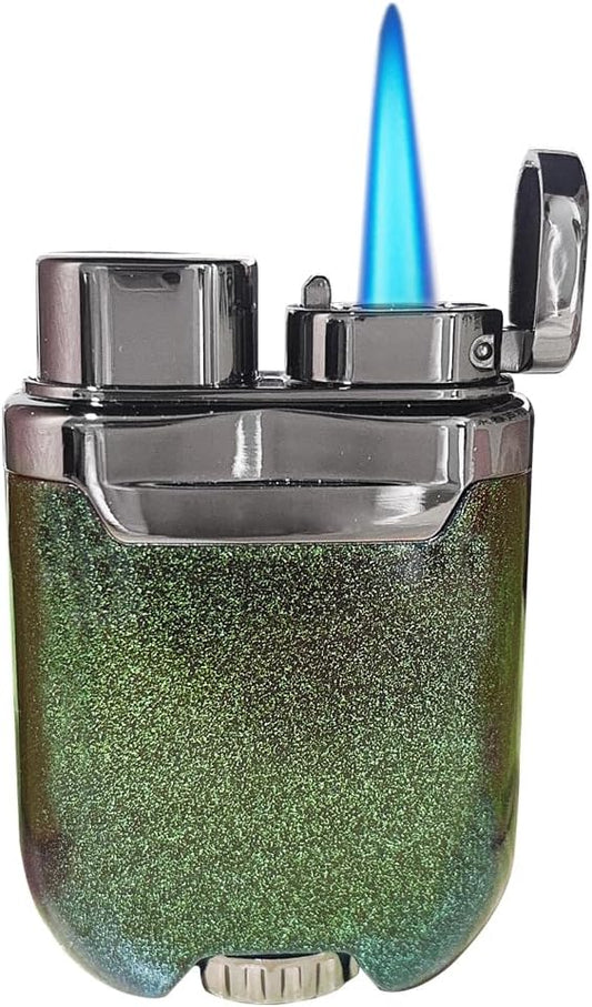 Black Green Cool Butane Torch Lighters,Refillable Adjustable Jet Flame Lighter,Windproof,Gift for Men Candles Camping BBQ (No Butane Fuel)