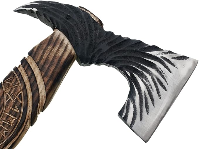 AX-3003 Custom Handmade Carbon Steel Viking Hatchet Axe with Leather Sheath