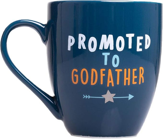 Pearhead Promoted to Godfather Mug, Godfather Proposal Gift, Godfather Keepsake, Best Godfather Gifts, Blue, 14 oz