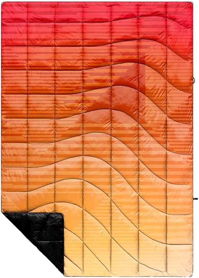 Rumpl The NanoLoft Puffy Blanket | Indoor Outdoor Camping Blanket for Traveling, Picnics, Beach Trips, Concerts | 52" x 75" | Patch Fade Warm, 1-Person