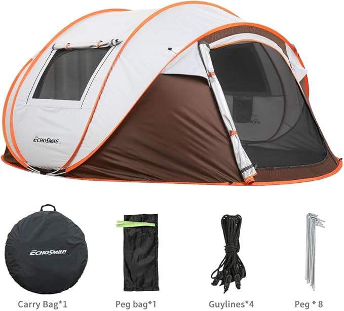 EchoSmile Camping Instant Pop Up Tent, 2/4/6/8/10 Person, Water Resistant Dome, Easy Setup for Camping Hiking and Outdoor, Portable with Carry Bag, 3 Season