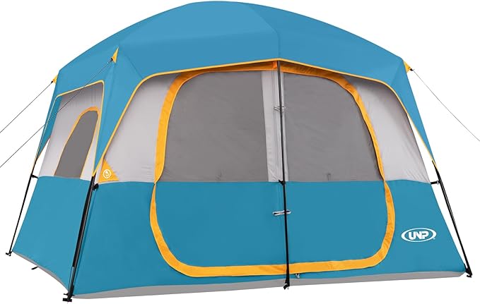 UNP 2/4/6/8 Person Tent, Portable Cabin Tent, Camping Tent 4-Person Easy Set Up, Waterproof with Top Rainfly for Outdoor Camping/Hiking