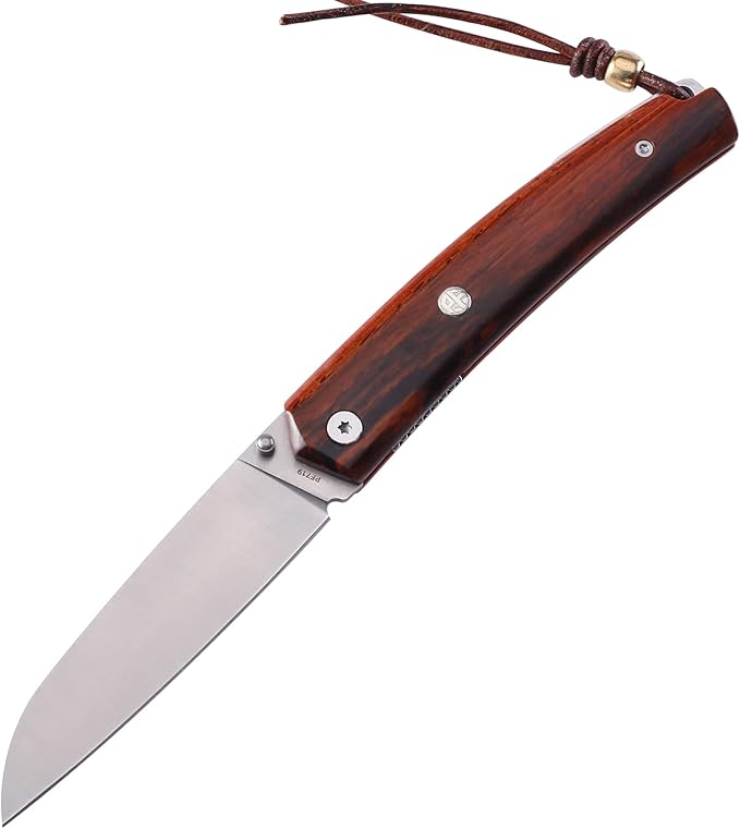 Petrified fish PF719 Folding Knife,3.34" 12C27N Steel Blade, G10 Handle Thumb Stud Liner lock Pocket knife (Sandalwood Handle)