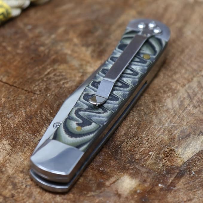 WHISKEY BENT HAT CO. Locking Trapper Folding Pocket Knife 4.125" Closed Length 440C Stainless Steel Blades (Brown Fang - Serrated)