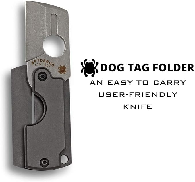 Spyderco Dog Tag Gen 4 Non-Locking Knife with 1.18" CTS BD1 Steel Blade and Durable Black Aluminum Handle - PlainEdge - C188ALP