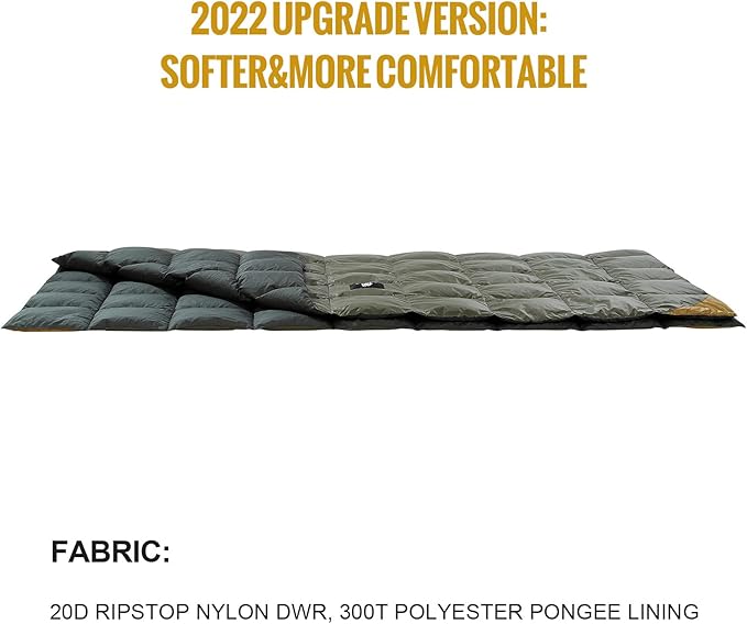 OneTigris Down Camping Blanket 2 Person -Warm, Lightweight, Packable, Puffy Outdoor Travel Blanket for Cold Weather Backpacking Hiking Stadium Gardening Beach Picnic Quilt