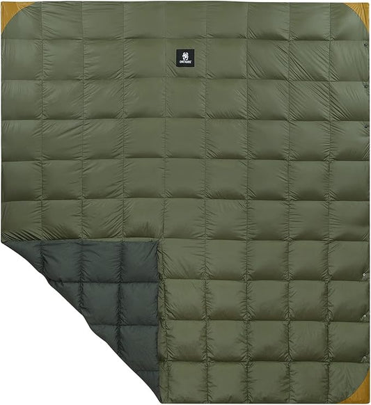 OneTigris Down Camping Blanket 2 Person -Warm, Lightweight, Packable, Puffy Outdoor Travel Blanket for Cold Weather Backpacking Hiking Stadium Gardening Beach Picnic Quilt