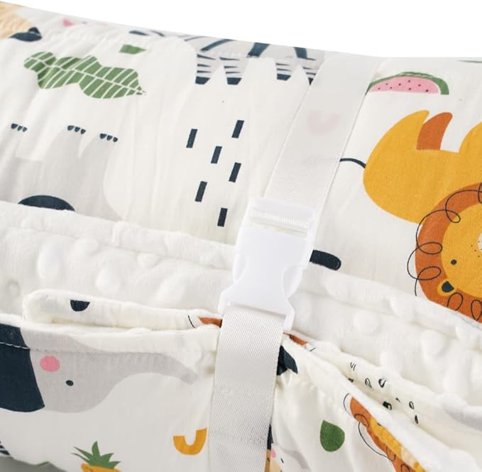 Bunnikins & Clover Toddler Nap Mat with Removable Pillow, Nap Mats for Preschool, Easy Clean Toddler Nap Pad for Kindergarten, Kids Sleeping Bag for Travel Camping