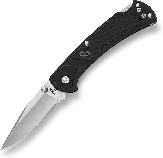 Buck Knives 112 Slim Select Folding Lockback Pocket Knife with Thumb Studs and Removable/Reversible Deep Carry Pocket Clip, Nylon Handles, 3" 420HC Blade