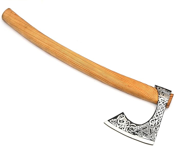 Handmade Viking Axe Real Carbon Steel Axe with Leather Sheath Camping Bearded Axes & Hatchets Hunting Axe Valentine's Day Gift, Camping & Hiking | Knives & Tools | Birthday Gift for him (Vk-Axe-06)