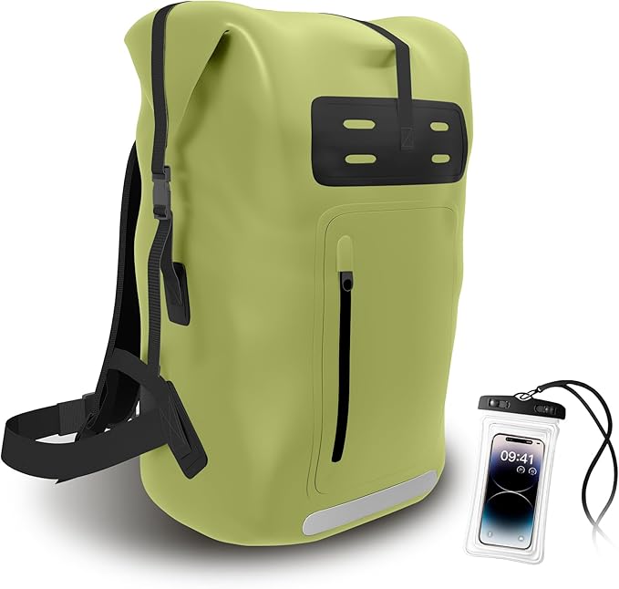 Waterproof Backpack，Heavy Duty Hiking Backpack，35/55/85L dry bag backpack waterproof for Men，Roll-Top Closure，for Kayaking, Travel, Hiking, Fishing, Camping, Motorcycles (green, 35L)