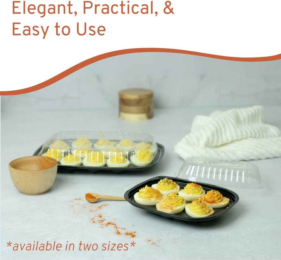 16 Pack - Disposable Deviled Egg Containers with Lid – Plastic Deviled Egg Trays – For 6 Egg Halves
